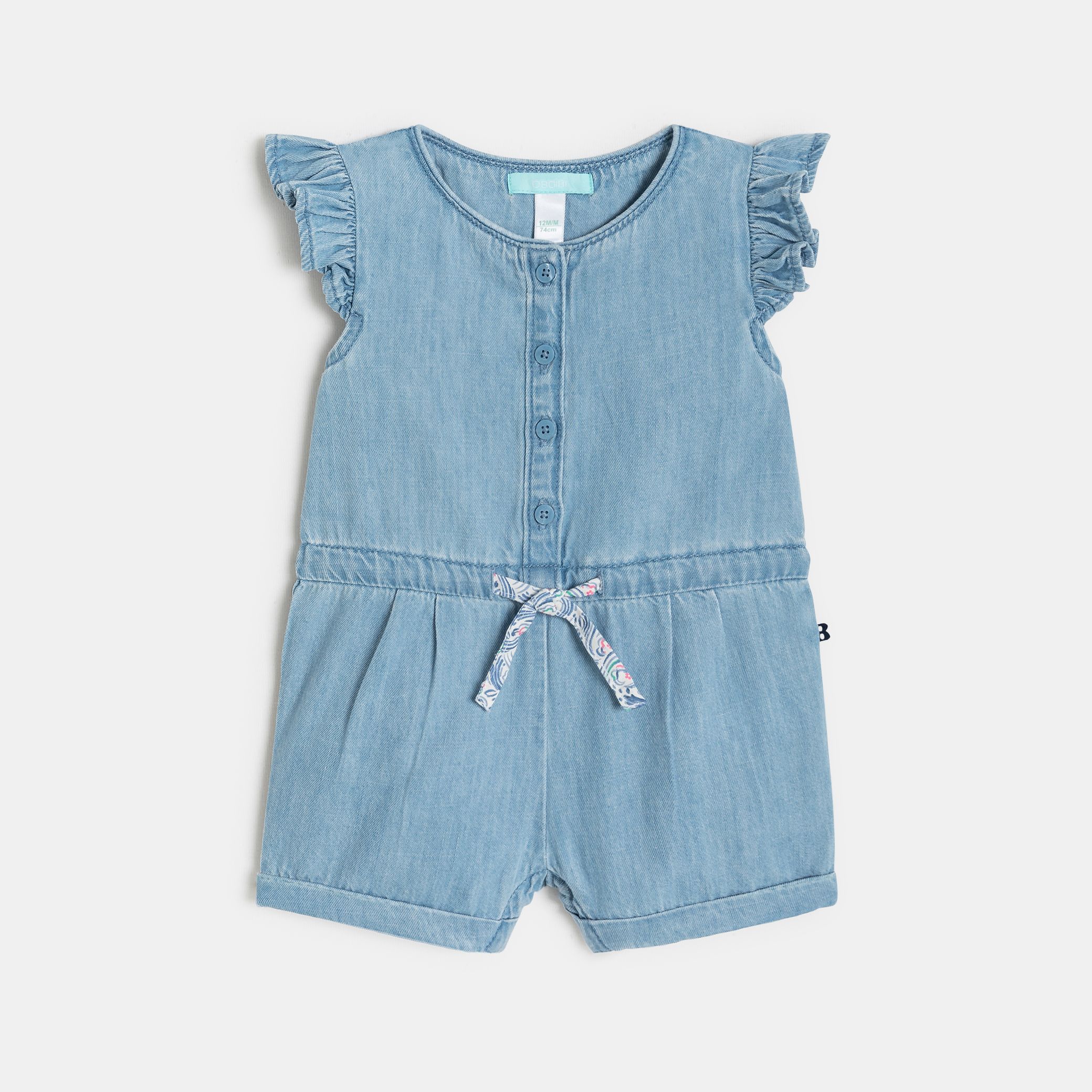 Bộ liền thân vải denim cho bé gái